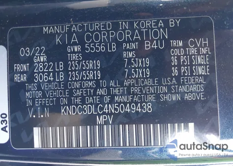 2022 Kia Ev6 Wind from USA, damaged, VIN KNDC3DLC4N5049438